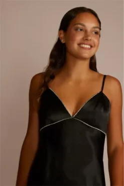 Rhinestone Trimmed Satin Sheath Dress -Blissful Brides Shop 10040 MBLACK PRM PROD9 084 1