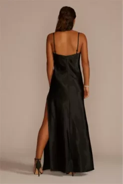 Rhinestone Trimmed Satin Sheath Dress -Blissful Brides Shop 10040 MBLACK PRM PROD9 098 1