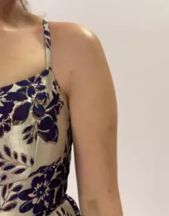 Floral Brocade Short A-Line Dress -Blissful Brides Shop 12901D PDP