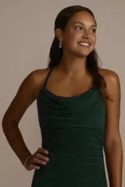 Cowl Neck Stretch Jersey Long Sheath Dress -Blissful Brides Shop 13019 MHUNTER PRM PROD9 078 1