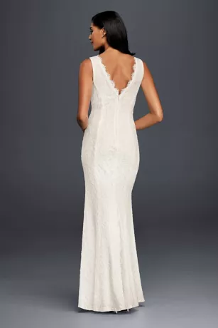 Allover Lace V-Neck Sheath Wedding Dress 4 Allover Lace V-Neck Sheath Wedding Dress - Image 2