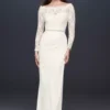 Off-the-Shoulder Long Sleeve Lace Draped Gown 2 Off-the-Shoulder Long Sleeve Lace Draped Gown -Blissful Brides Shop 184213DB MIVORY DBSTU PROD8 088