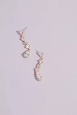 Crystal Shape Stack Halo Drop Earrings