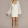 Long Sleeve Chiffon Sweetheart Mini A-Line -Blissful Brides Shop 2460BN MWHITE PARTY PROD2 1174