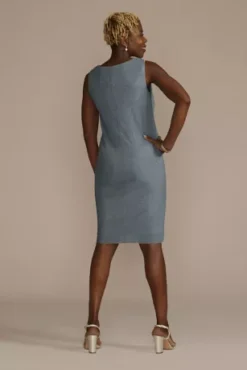 Embellished Scoop Neck Short Jacket Sheath Dress -Blissful Brides Shop 2583 MSLATE MOB PROD1 282