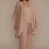 Plus Size Three-Piece Lace And Georgette Pantsuit 1 Plus Size Three-Piece Lace And Georgette Pantsuit -Blissful Brides Shop 27975W ROSEGOLD MOB PROD2 075