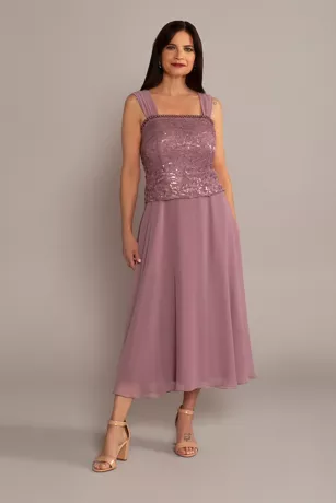 Tea-Length Lace And Chiffon A-Line Jacket Dress 5 Tea-Length Lace And Chiffon A-Line Jacket Dress - Image 3