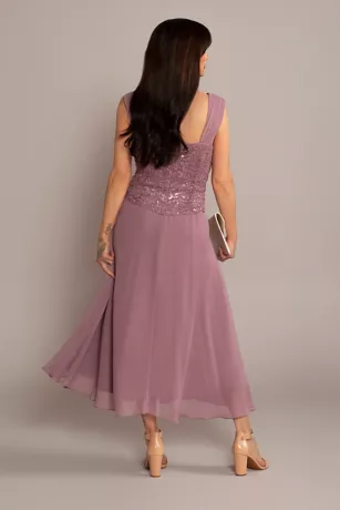 Tea-Length Lace And Chiffon A-Line Jacket Dress 6 Tea-Length Lace And Chiffon A-Line Jacket Dress - Image 4