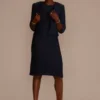 Embellished Textured Knit Jacket Sheath Dress -Blissful Brides Shop 28802 NAVY MOB PROD10 2061