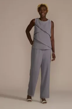 Embellished Tiered Georgette Three-Piece Pantsuit -Blissful Brides Shop 28865 MLAVENDER MOB PROD10 3027