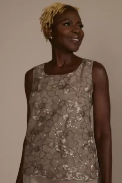 Embellished Three-Quarter Sleeve Pantsuit -Blissful Brides Shop 28947 LATTE MOB PROD10 3994