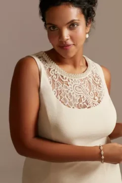 Plus Short Dress And Jacket With Lace Detail -Blissful Brides Shop 29486 MCHAMPAGNE MOB PROD1 106