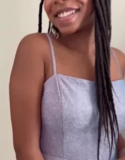 Short Square Neck Metallic Asymmetrical Dress -Blissful Brides Shop 3173BN PDP