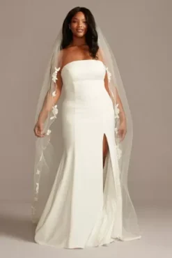 Floral Applique And Bead Scalloped Cathedral Veil