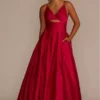 Long V-Neck Satin Ball Gown With Bodice Cutout -Blissful Brides Shop 3803BN MRED PRM PROD9 049 1