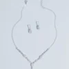 Teardrop Cut Pendant Necklace And Earring Set -Blissful Brides Shop 482565NE001 MSILVER JWLY PROD1 002