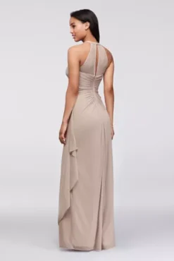 Sleeveless Long Mesh Dress With Illusion Neckline -Blissful Brides Shop 4XLF15662 BISCOTTI BM PROD4 V2 067