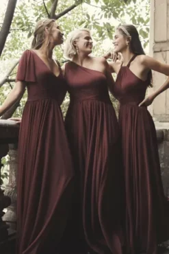 High-Neck Mesh Bridesmaid Dress With Full Skirt -Blissful Brides Shop 4XLF19931 ZZZ2