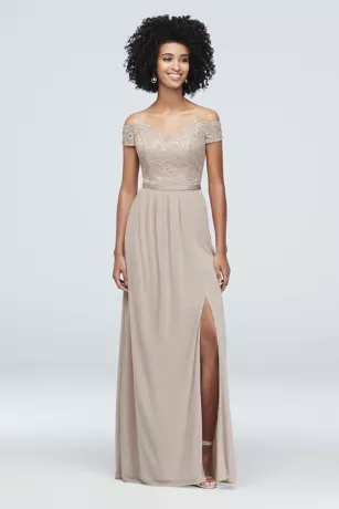 Off-the-Shoulder Lace And Mesh Bridesmaid Dress 3 Off-the-Shoulder Lace And Mesh Bridesmaid Dress