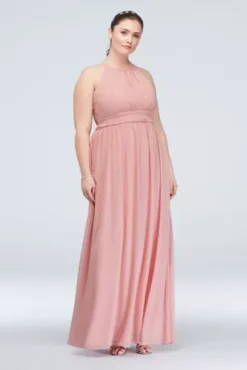 High-Neck Chiffon Bridesmaid Dress With Keyhole -Blissful Brides Shop 4XLF19953 ZZZ1