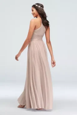 Mesh Cross Waist Spaghetti Strap Bridesmaid Dress -Blissful Brides Shop 4XLF20052 BISCOTTI BM PROD5 129