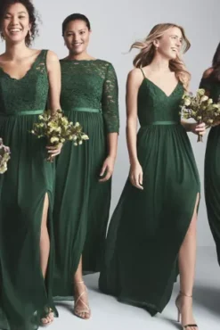 Lace And Mesh V-Neck Bridesmaid Dress -Blissful Brides Shop 4XLF20057 ZZZ 2