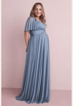Flutter Sleeve Mesh Maternity Bridesmaid Dress -Blissful Brides Shop 4XLF20167 ZZZ 21
