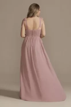 Tie-Strap Chiffon Sweetheart Long Bridesmaid Dress -Blissful Brides Shop 4XLF20364 QUARTZ BM PROD4 180