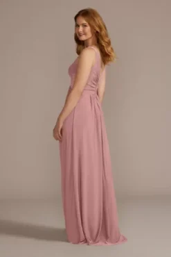Jersey Bridesmaid Dress With Twist Tank Bodice -Blissful Brides Shop 4XLF20525 QUARTZ BM PROD11 073 back
