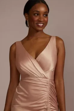 Stretch Charmeuse Drawstring Bridesmaid Dress -Blissful Brides Shop 4XLF20611 SAND BM PROD5 055 detail