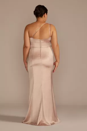 Stretch Satin One-Shoulder Sheath Bridesmaid Dress 7 Stretch Satin One-Shoulder Sheath Bridesmaid Dress - Image 5
