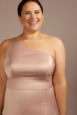 Stretch Satin One-Shoulder Sheath Bridesmaid Dress 8 Stretch Satin One-Shoulder Sheath Bridesmaid Dress - Image 6