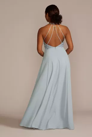 Halter Lace And Georgette Bridesmaid Dress 6 Halter Lace And Georgette Bridesmaid Dress - Image 4