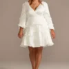 Charmeuse Ruffle Mini Dress With Back Tie -Blissful Brides Shop 55079DB1W MSOFTWHITE DBSTU PROD 17