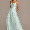 Floral Embellished Spaghetti Strap Lace-Up Gown -Blissful Brides Shop 60978D MLTBLUE PRM PROD12 003