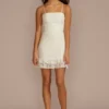Ruched Lace Ruffled Mini Sheath Dress -Blissful Brides Shop 6283GT1A MWHITE JRPRTY PROD3 4