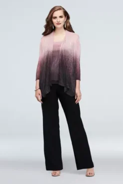 Crinkled Ombre Plus Size Three-Piece Pantsuit