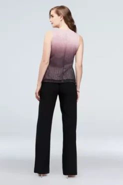 Crinkled Ombre Plus Size Three-Piece Pantsuit -Blissful Brides Shop 650136 MBLKBLUSH MOB PROD6 080