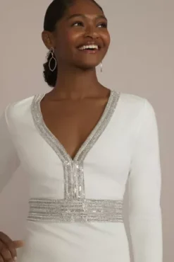 Long Sleeve Embellished Waist Dress 7 Long Sleeve Embellished Waist Dress -Blissful Brides Shop 701729D MWHITE DBSTU PROD4 064