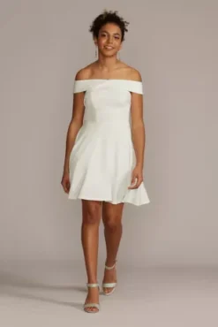 Crisscross Off The Shoulder Glitter Mini Dress