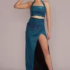 Metallic Glitter Two-Piece Set With Slit Skirt 2 Metallic Glitter Two-Piece Set With Slit Skirt -Blissful Brides Shop 7961XZ6ATP MNAVYPINK PROM PROD1 052