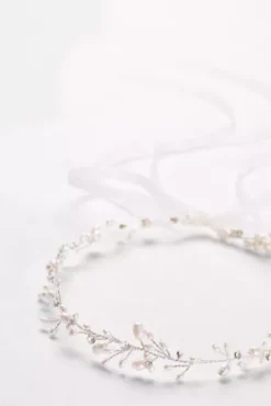 Freshwater Pearl And Crystal Sprig Ribbon Headband -Blissful Brides Shop 838 MSILVER HP PROD7 010
