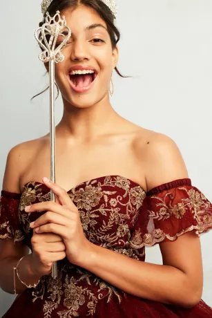 Tiered Quince Dress With Interchangeable Sleeves 15 Tiered Quince Dress With Interchangeable Sleeves - Image 13