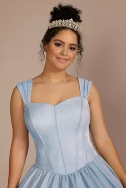 Glitter Knit Corset Quince Ball Gown -Blissful Brides Shop 8FR2301 MLTBLUE QUINCE PROD3 091