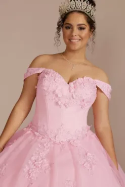 3-Piece Floral Glitter Corset Quince Ball Gown -Blissful Brides Shop 8FR2302 MPETAL QUINCE PROD3 050