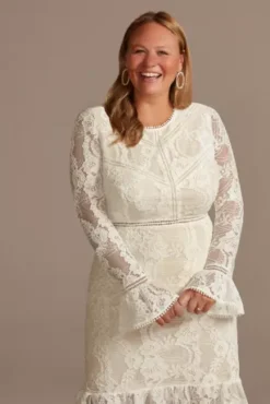 Lace Illusion Plus Short Dress With Flounce Trim -Blissful Brides Shop 9SDWG0772 MIVYCHAMP DBSTU PROD8 44