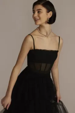 Mesh Corset Tiered Prom Dress -Blissful Brides Shop A24201D BLACK PROM PROD2 577