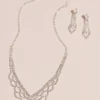 Deep V Scalloped Necklace And Earring Set -Blissful Brides Shop ACS632 MSILVER JWLY PROD3 V2 002