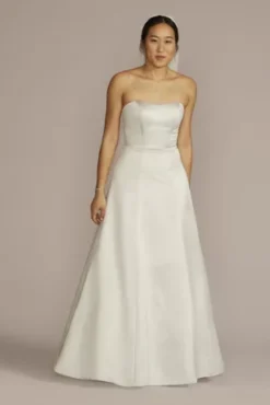 Strapless A-Line Satin Wedding Dress