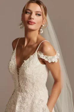 Beaded Applique Wedding Dress With Swag Sleeves -Blissful Brides Shop CWG875 IVYSTONE OLEG PROD4 050